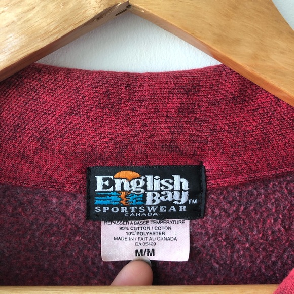 English Bay Vintage Burgundy 1/4 Zip Zip Sweater - Picture 3 of 4